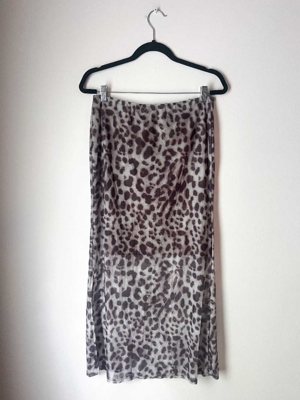 Leopard Print Mesh Midi Skirt Y2K Coquette Grunge Sheer Layered Animal Print